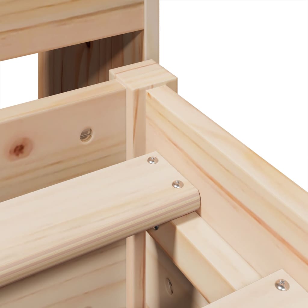 Seng med bokhylle uten madrass 150x200 cm heltre furu