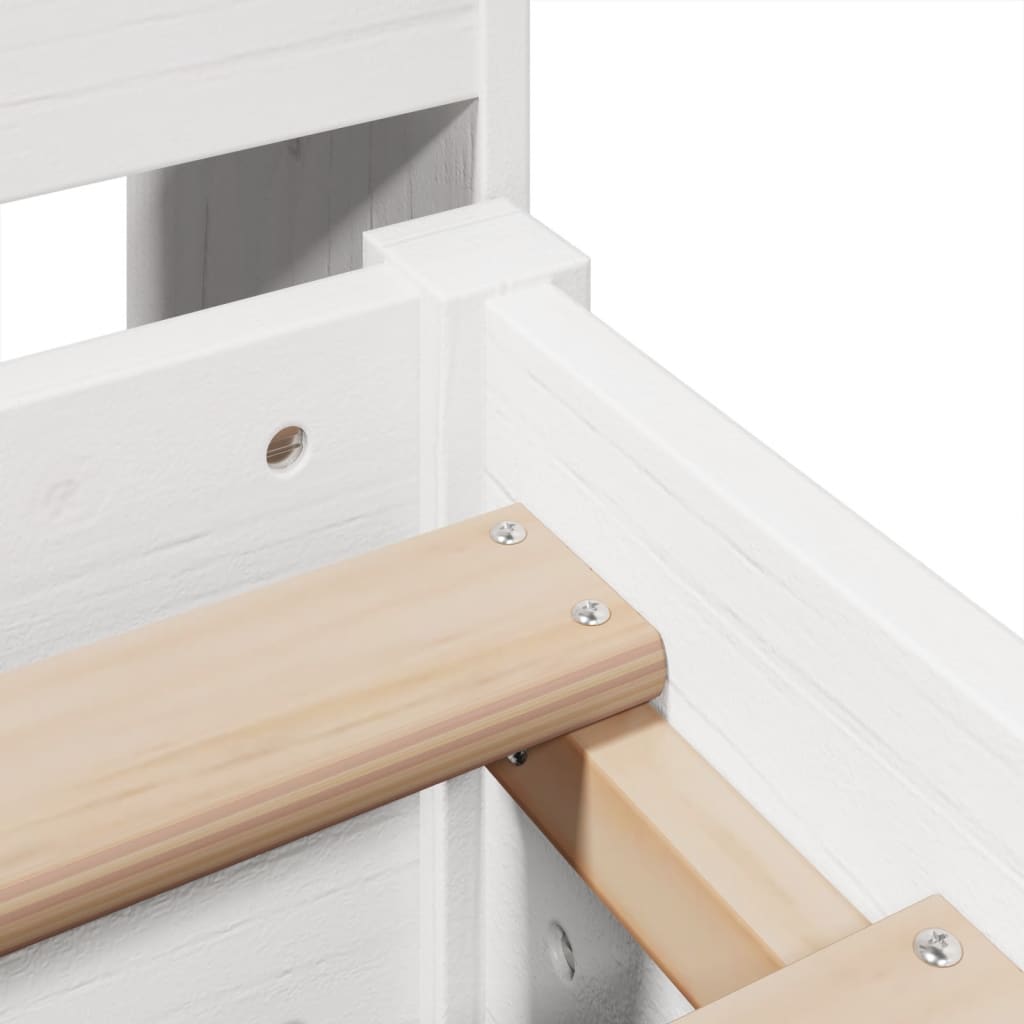 Seng med bokhylle uten madrass hvit 150x200 cm heltre furu