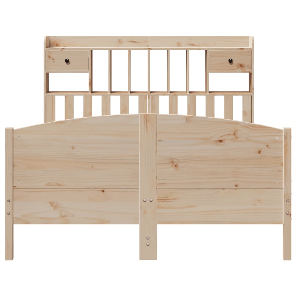 Seng med bokhylle uten madrass 140x200 cm heltre furu