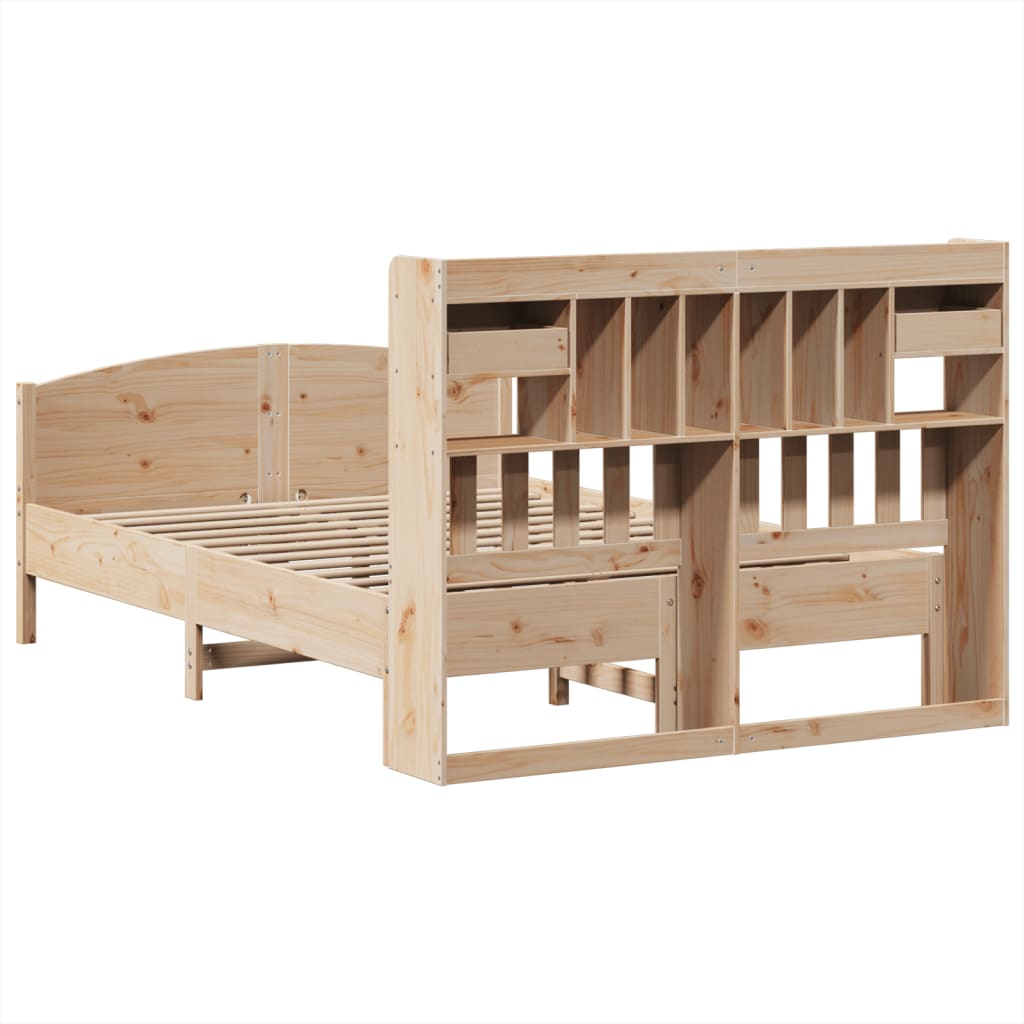 Seng med bokhylle uten madrass 140x200 cm heltre furu