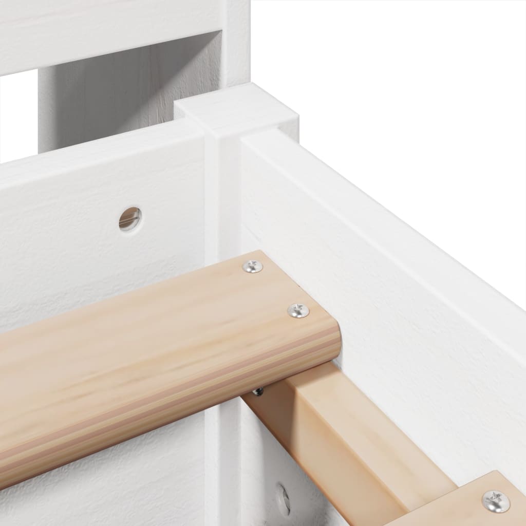 Seng med bokhylle uten madrass hvit 135x190 cm heltre furu