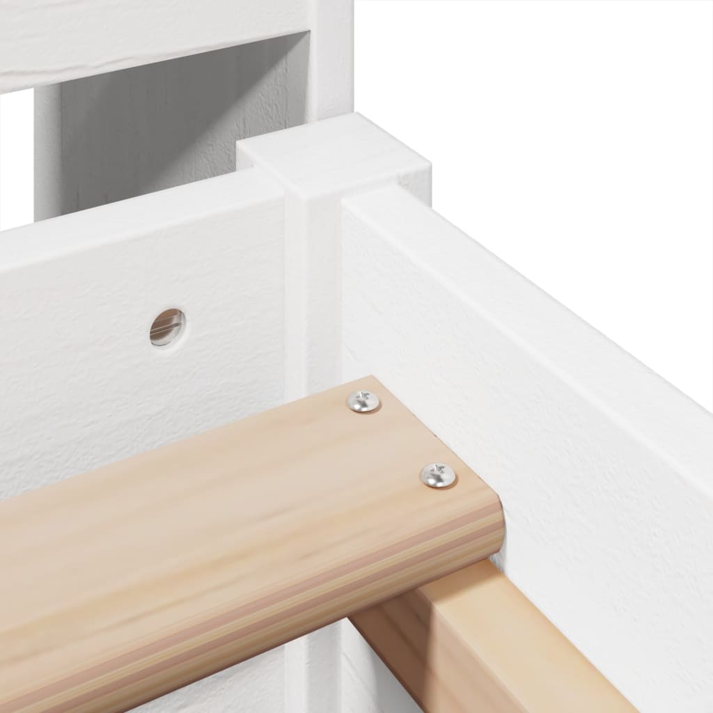 Seng med bokhylle uten madrass hvit 75x190 cm heltre furu