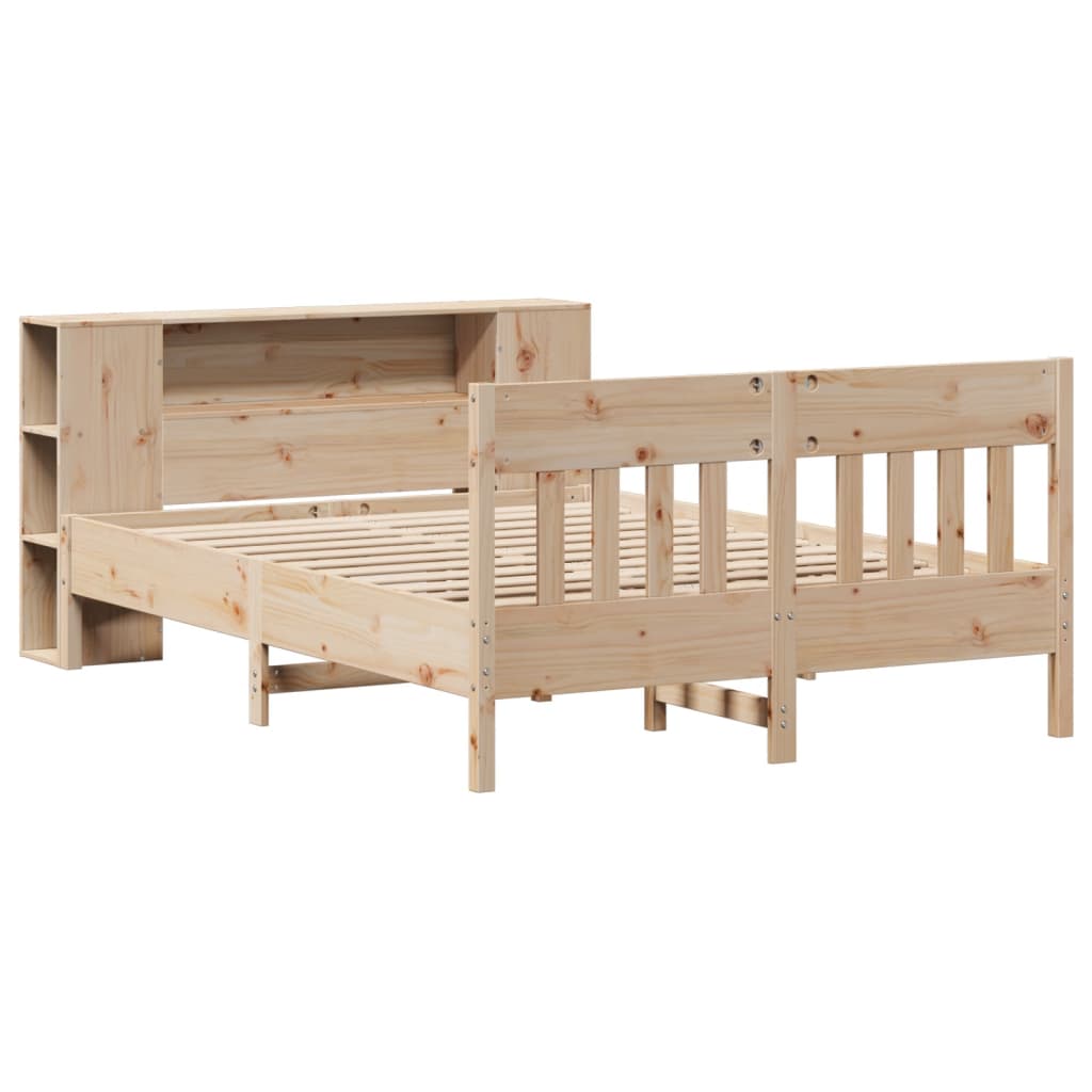 Seng med bokhylle uten madrass 160x200 cm heltre furu