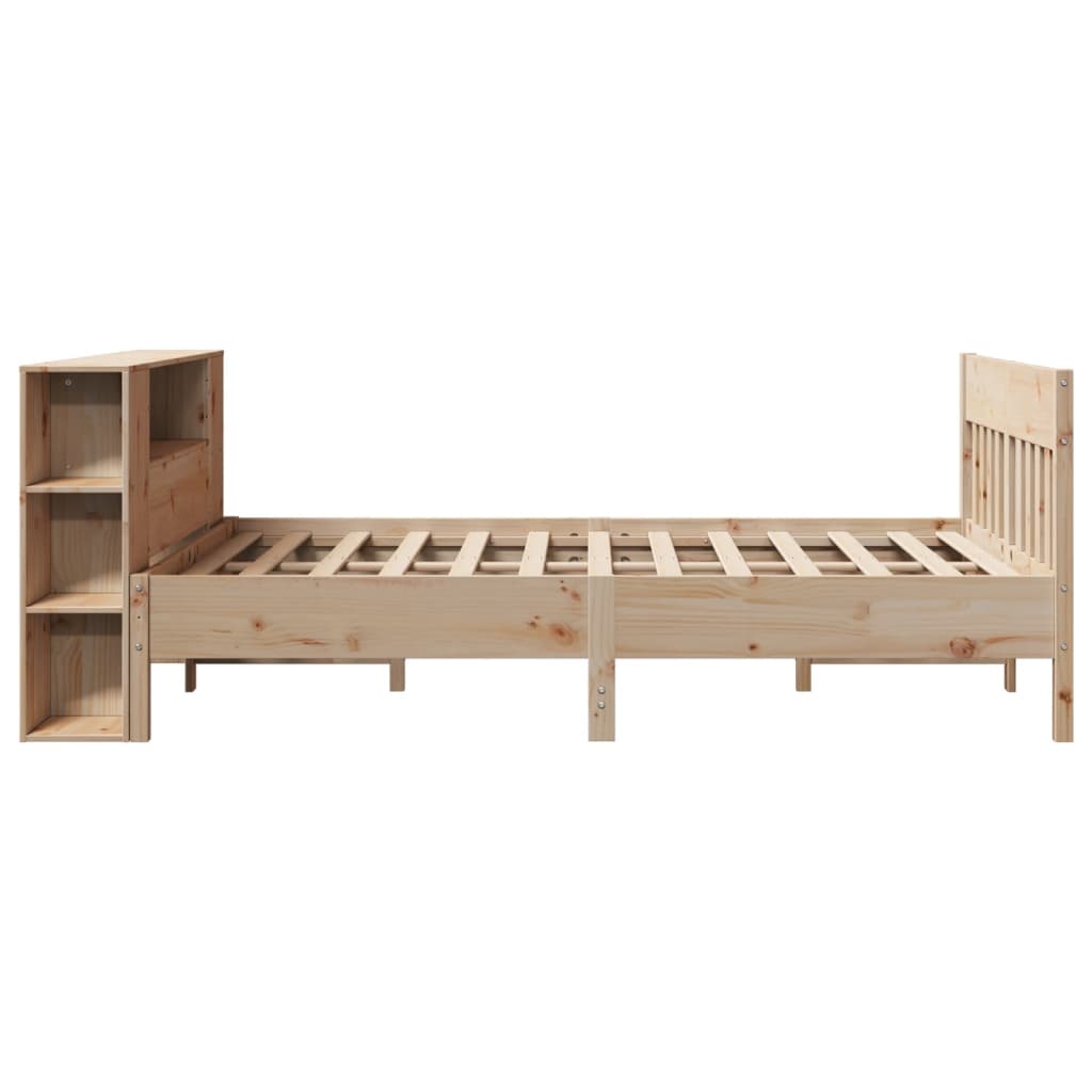 Seng med bokhylle uten madrass 160x200 cm heltre furu