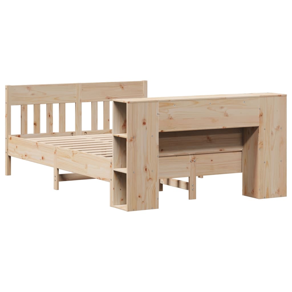 Seng med bokhylle uten madrass 160x200 cm heltre furu