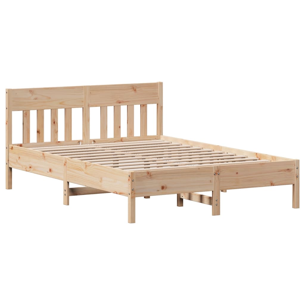 Seng med bokhylle uten madrass 160x200 cm heltre furu