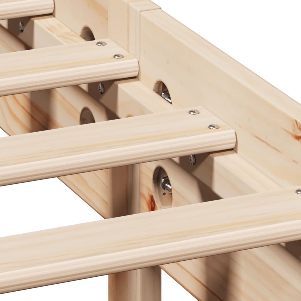 Seng med bokhylle uten madrass 150x200 cm heltre furu