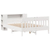 Seng med bokhylle uten madrass hvit 135x190 cm heltre furu