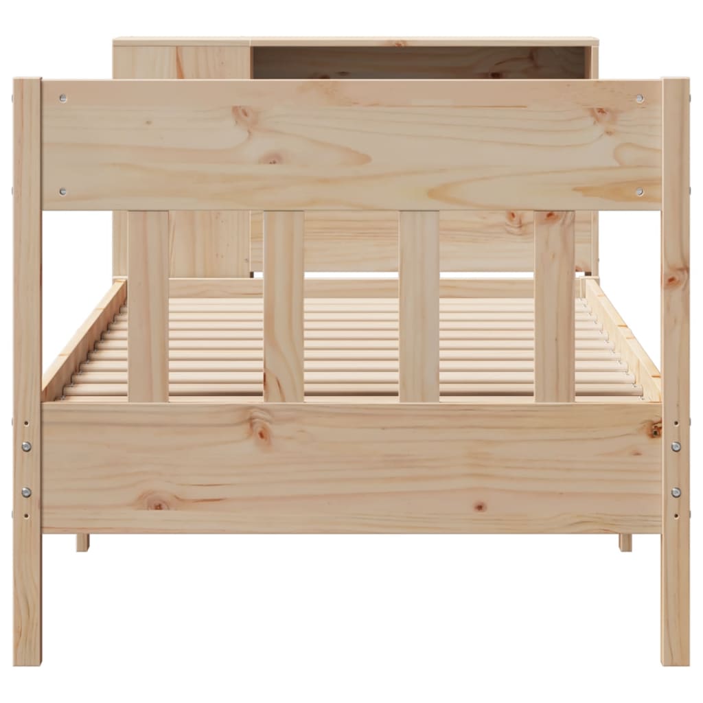 Seng med bokhylle uten madrass 75x190 cm heltre furu