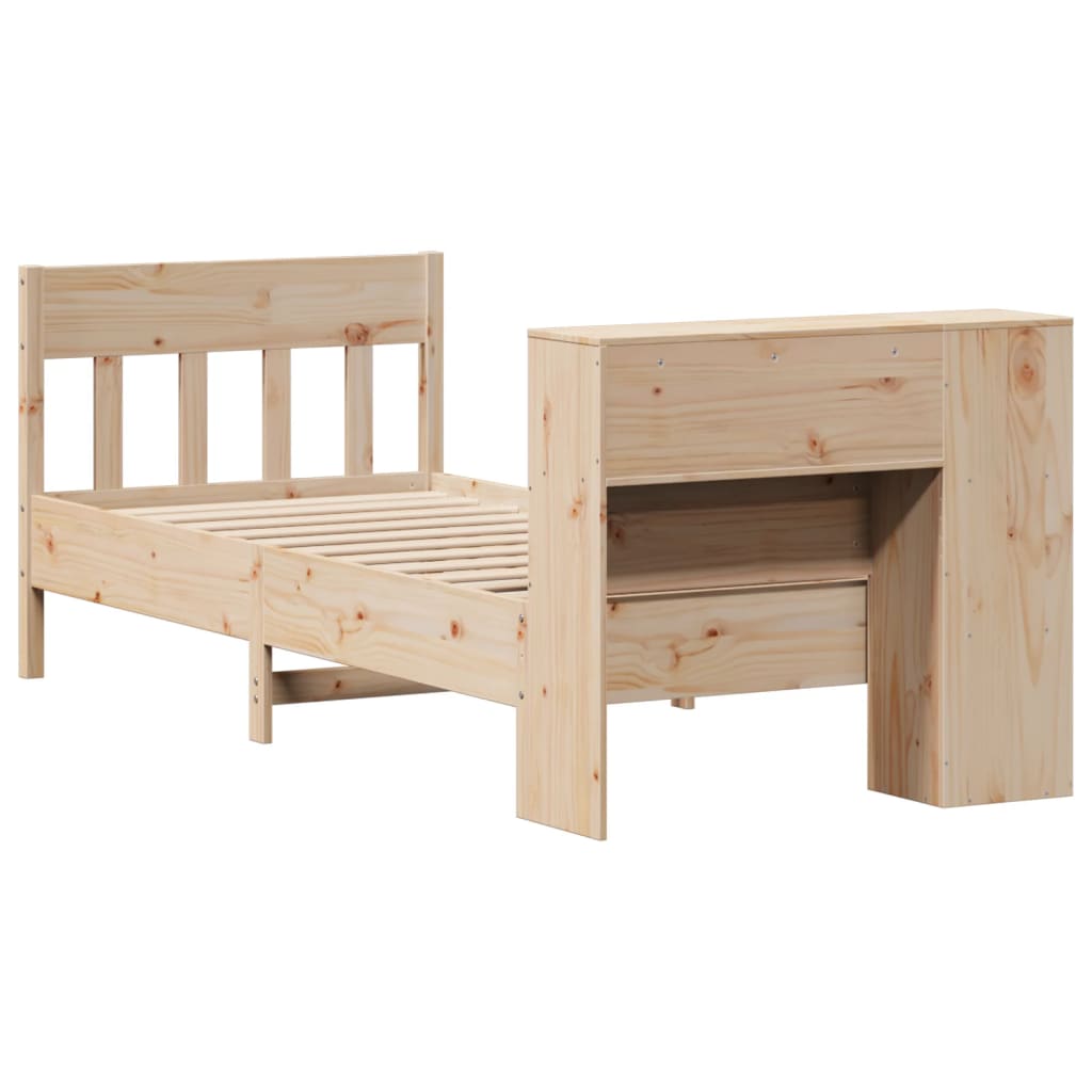 Seng med bokhylle uten madrass 75x190 cm heltre furu