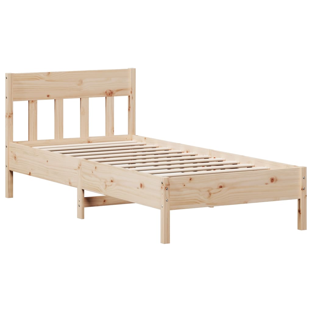 Seng med bokhylle uten madrass 75x190 cm heltre furu
