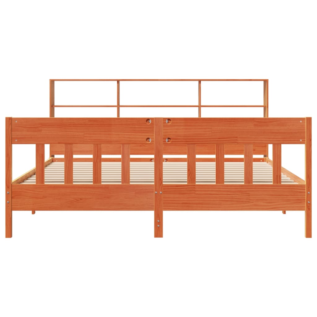 Sengeramme uten madrass voksbrun 200x200 cm heltre furu