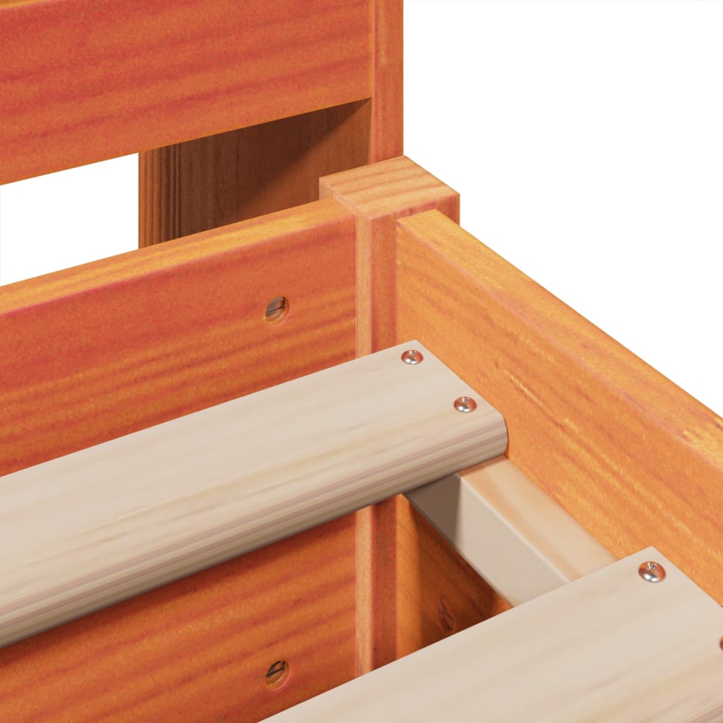 Sengeramme uten madrass voksbrun 200x200 cm heltre furu