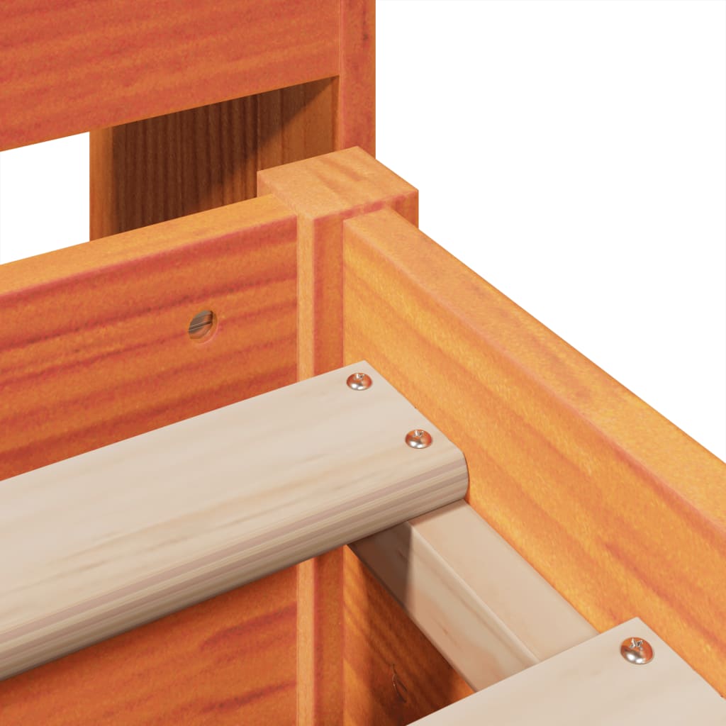 Sengeramme uten madrass voksbrun 140x200 cm heltre furu