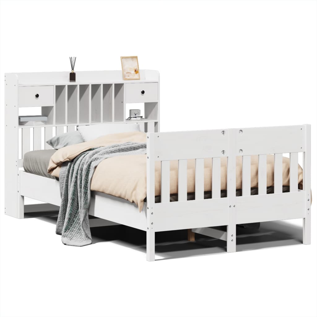 Sengeramme uten madrass hvit 135x190 cm heltre furu