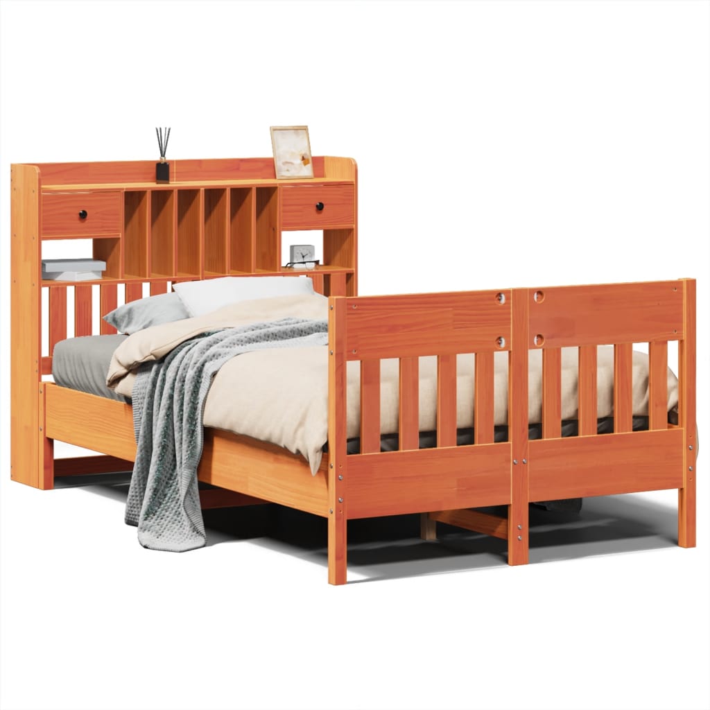 Sengeramme uten madrass brun 135x190 cm heltre furu