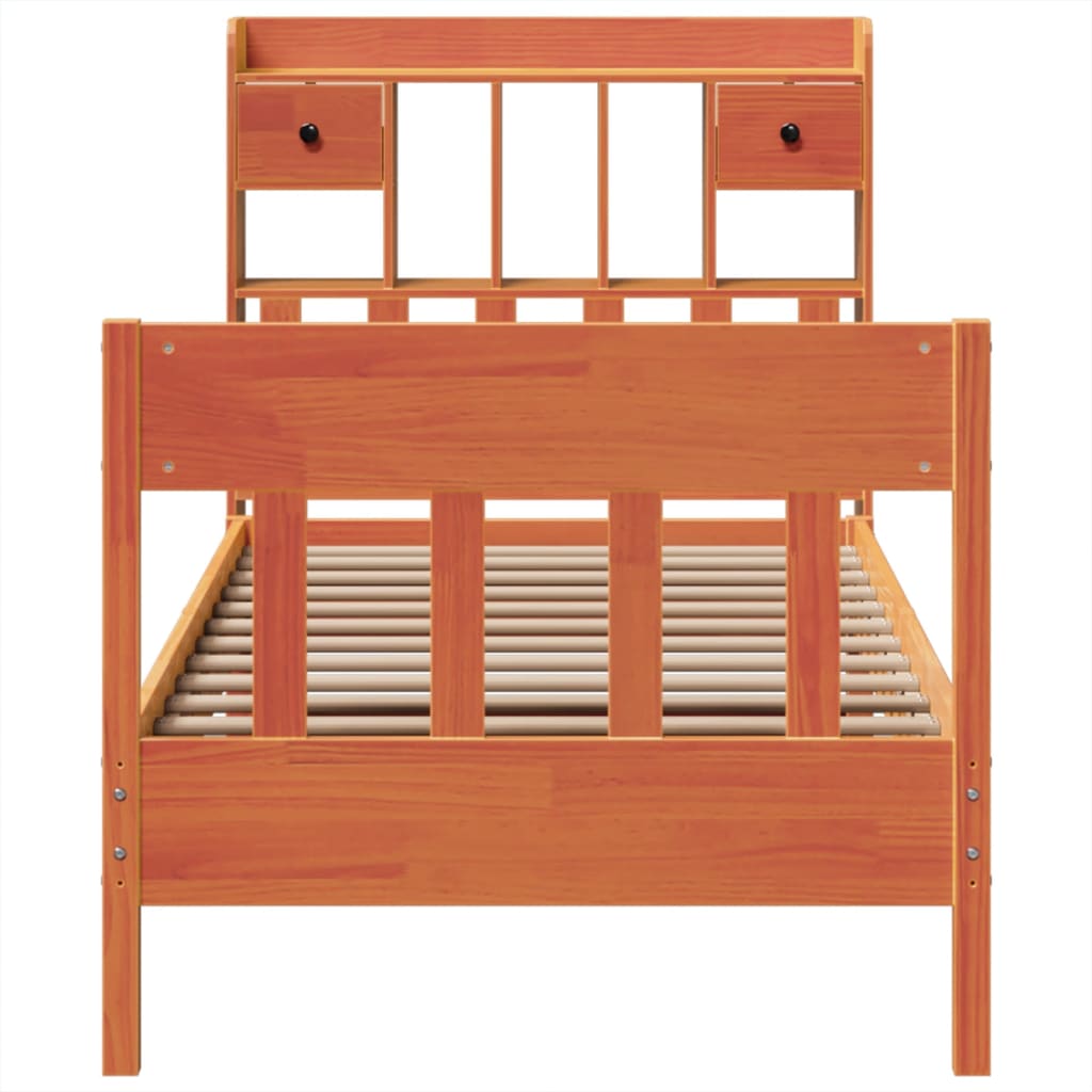 Sengeramme uten madrass voksbrun 75x190 cm heltre furu