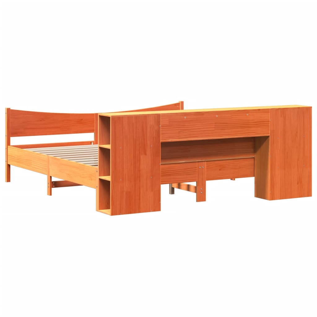 Sengeramme uten madrass voksbrun 200x200 cm heltre furu