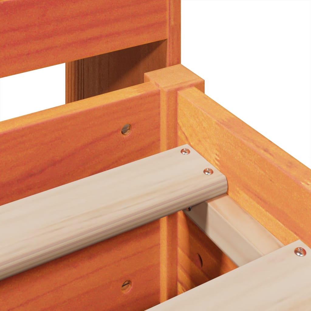 Sengeramme uten madrass voksbrun 200x200 cm heltre furu