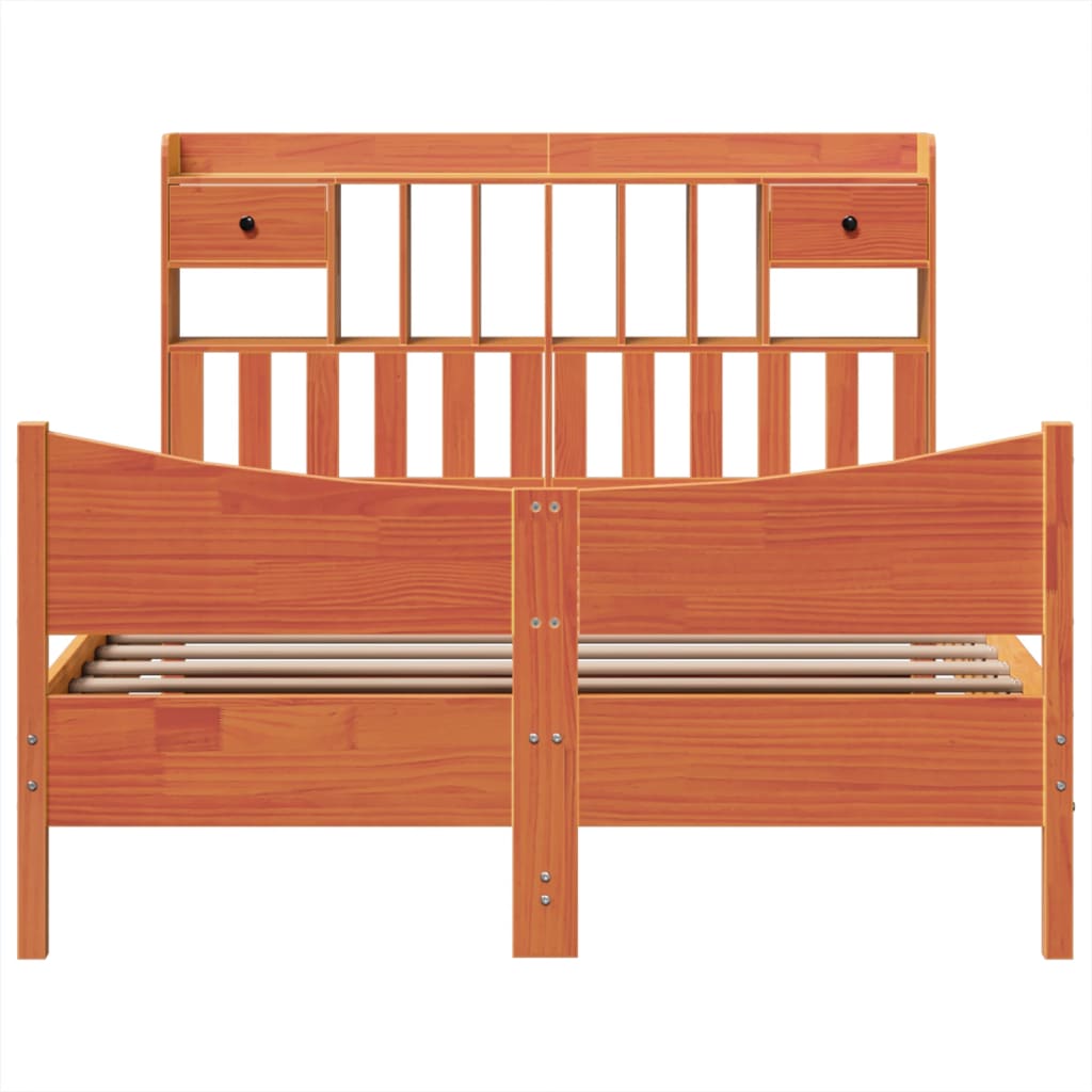 Sengeramme uten madrass voksbrun 140x200 cm heltre furu