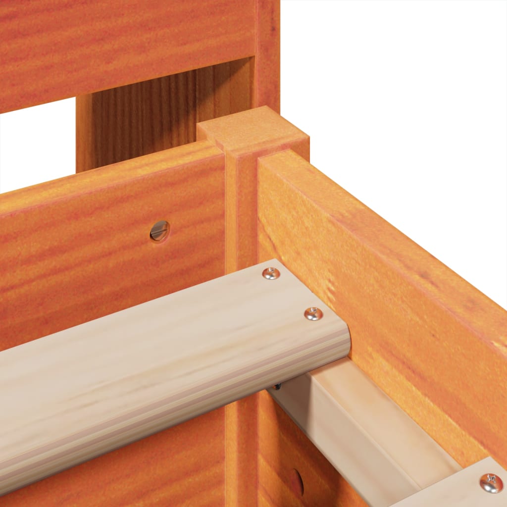 Sengeramme uten madrass voksbrun 140x190 cm heltre furu