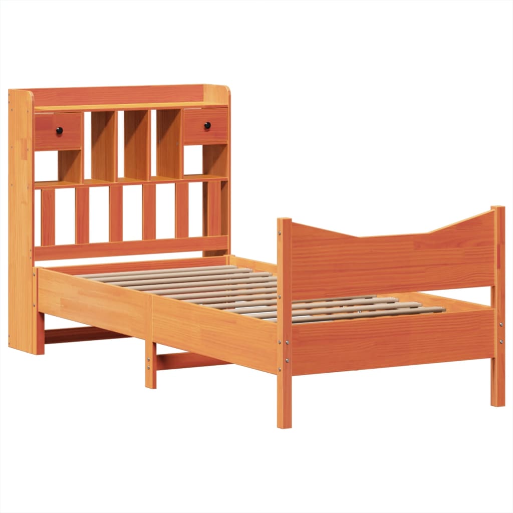 Sengeramme uten madrass voksbrun 75x190 cm heltre furu