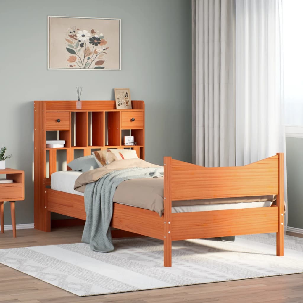Sengeramme uten madrass voksbrun 75x190 cm heltre furu