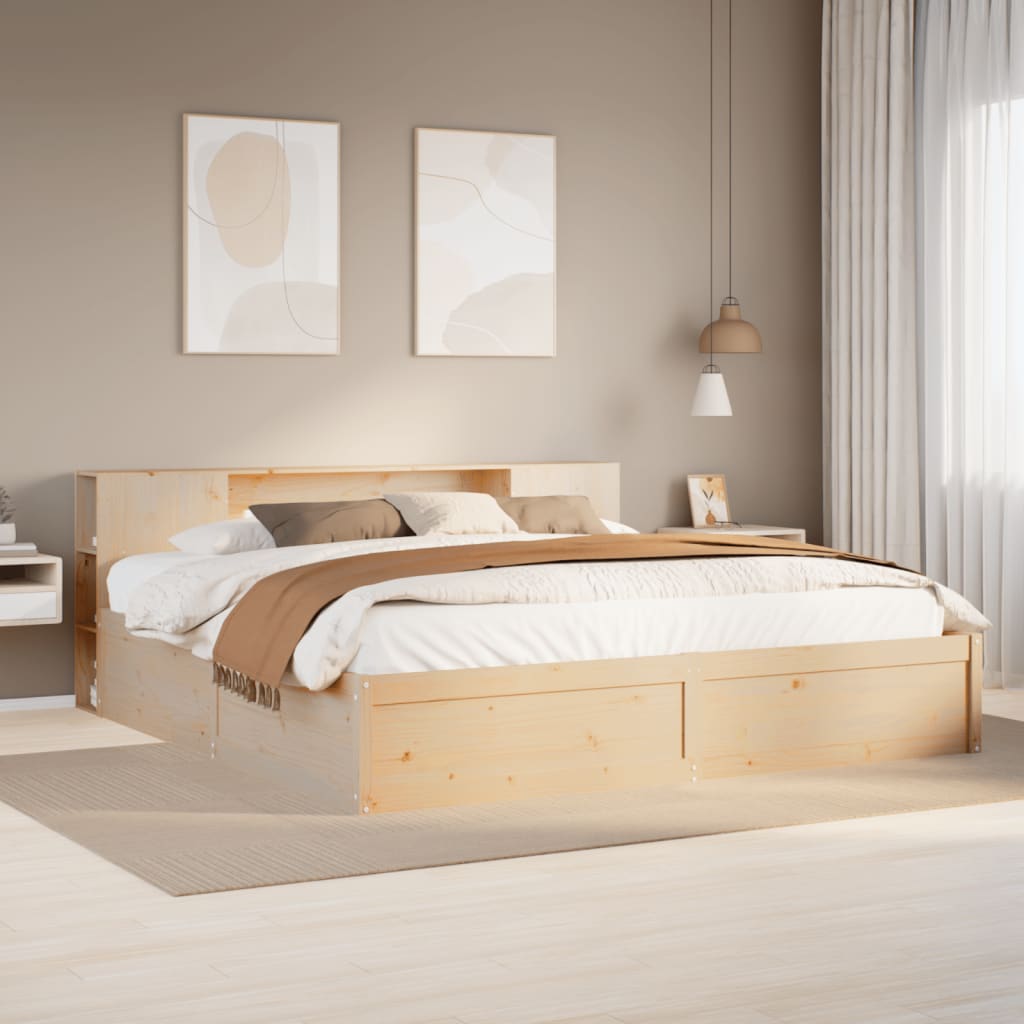 Sengeramme med madrass 200x200 cm heltre furu