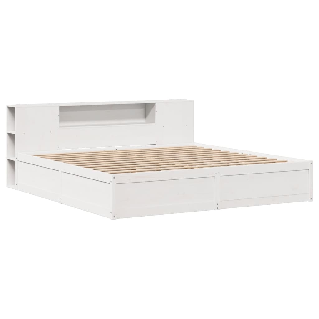 Sengeramme med madrass hvit 200x200 cm heltre furu