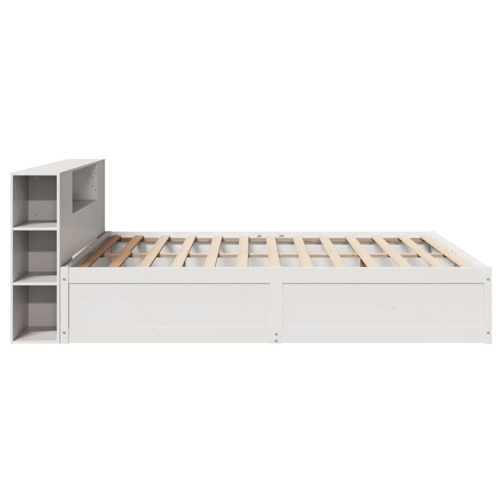 Sengeramme med madrass hvit 200x200 cm heltre furu
