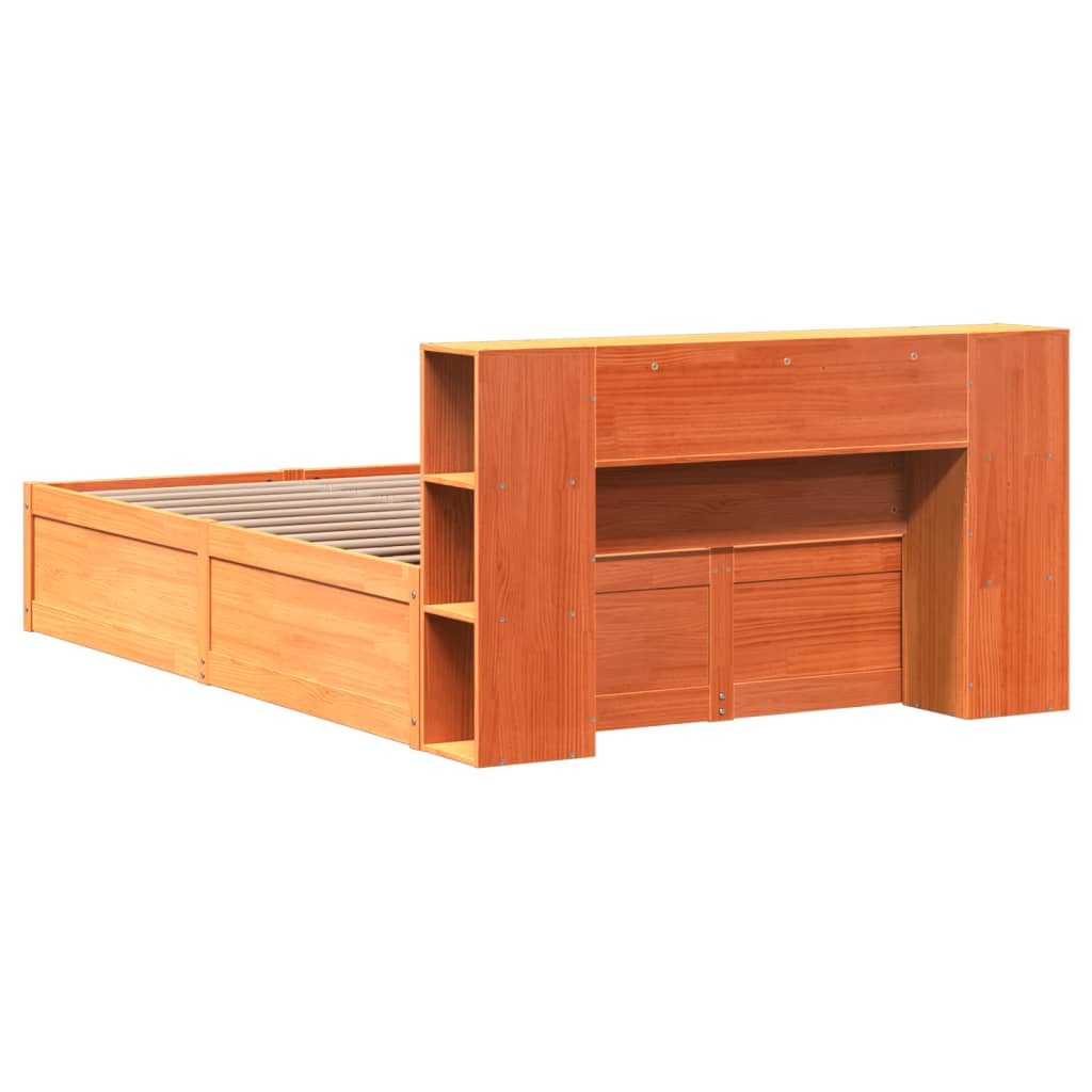 Sengeramme uten madrass voksbrun 140x190 cm heltre furu