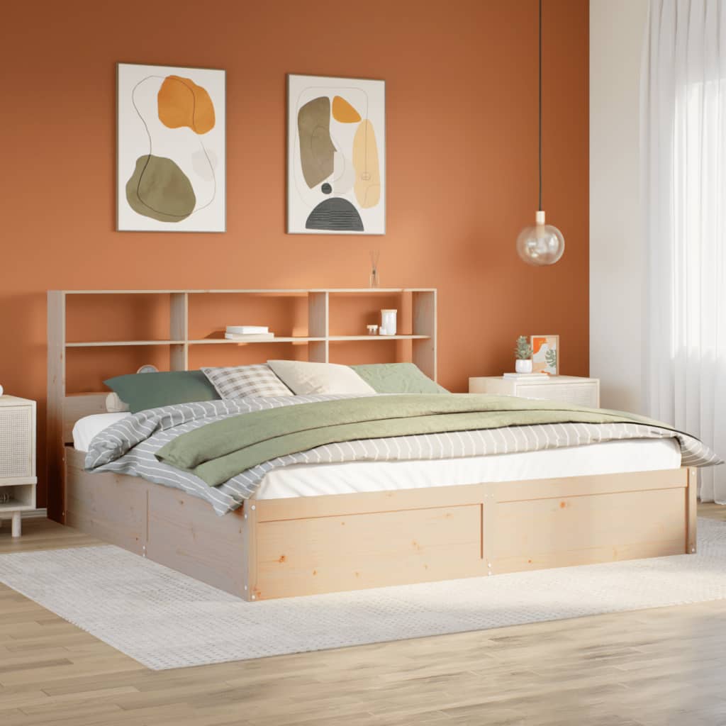 Sengeramme med madrass 200x200 cm heltre furu