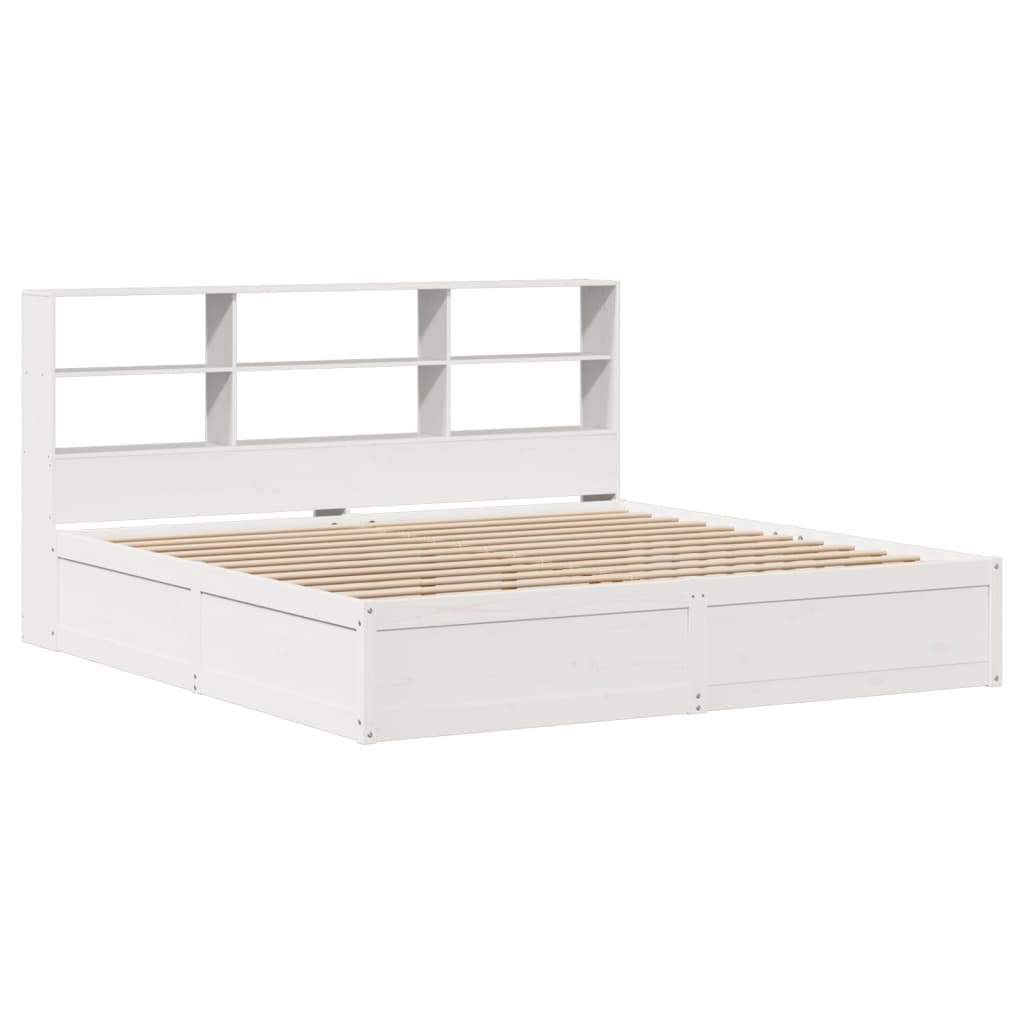 Sengeramme med madrass hvit 200x200 cm heltre furu