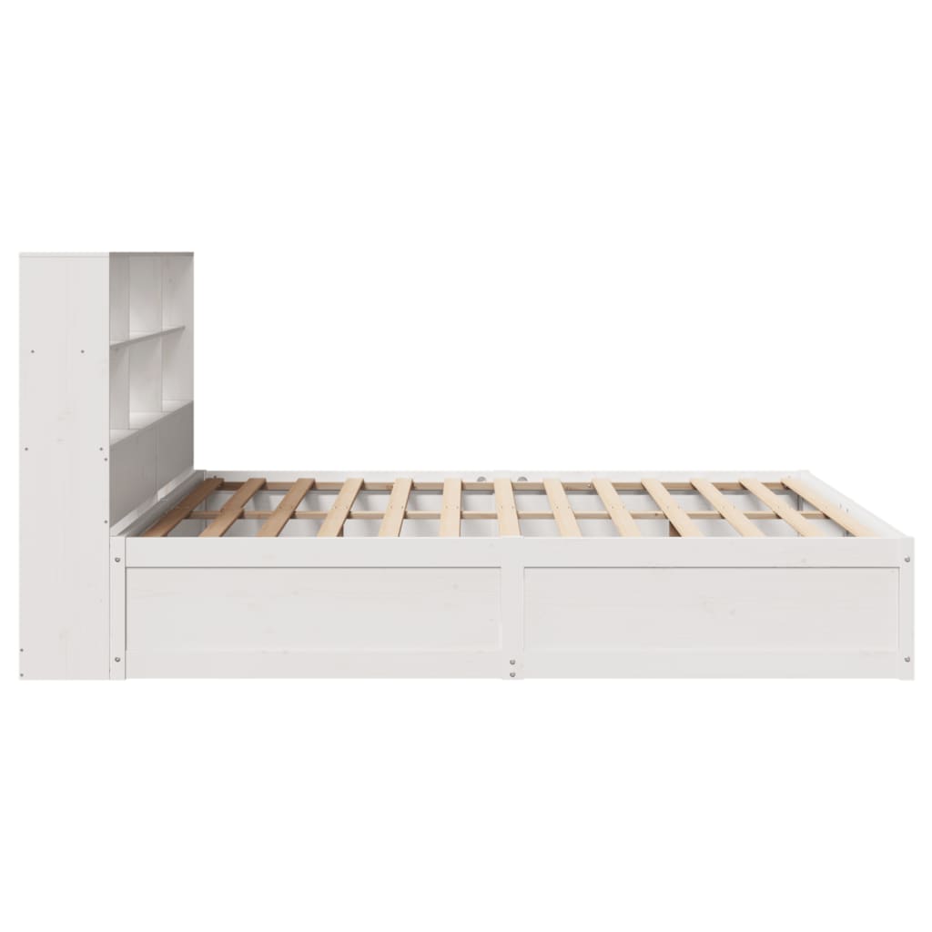 Sengeramme med madrass hvit 200x200 cm heltre furu