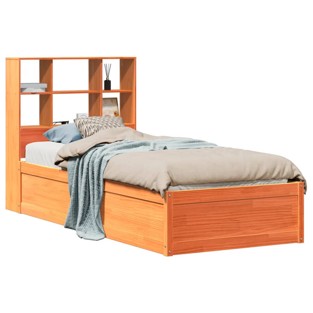 Sengeramme uten madrass voksbrun 75x190 cm heltre furu