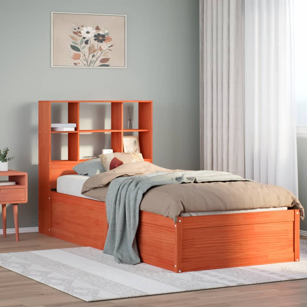 Sengeramme uten madrass voksbrun 75x190 cm heltre furu