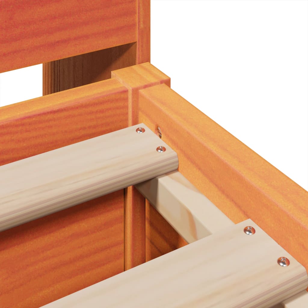 Sengeramme uten madrass voksbrun 200x200 cm heltre furu