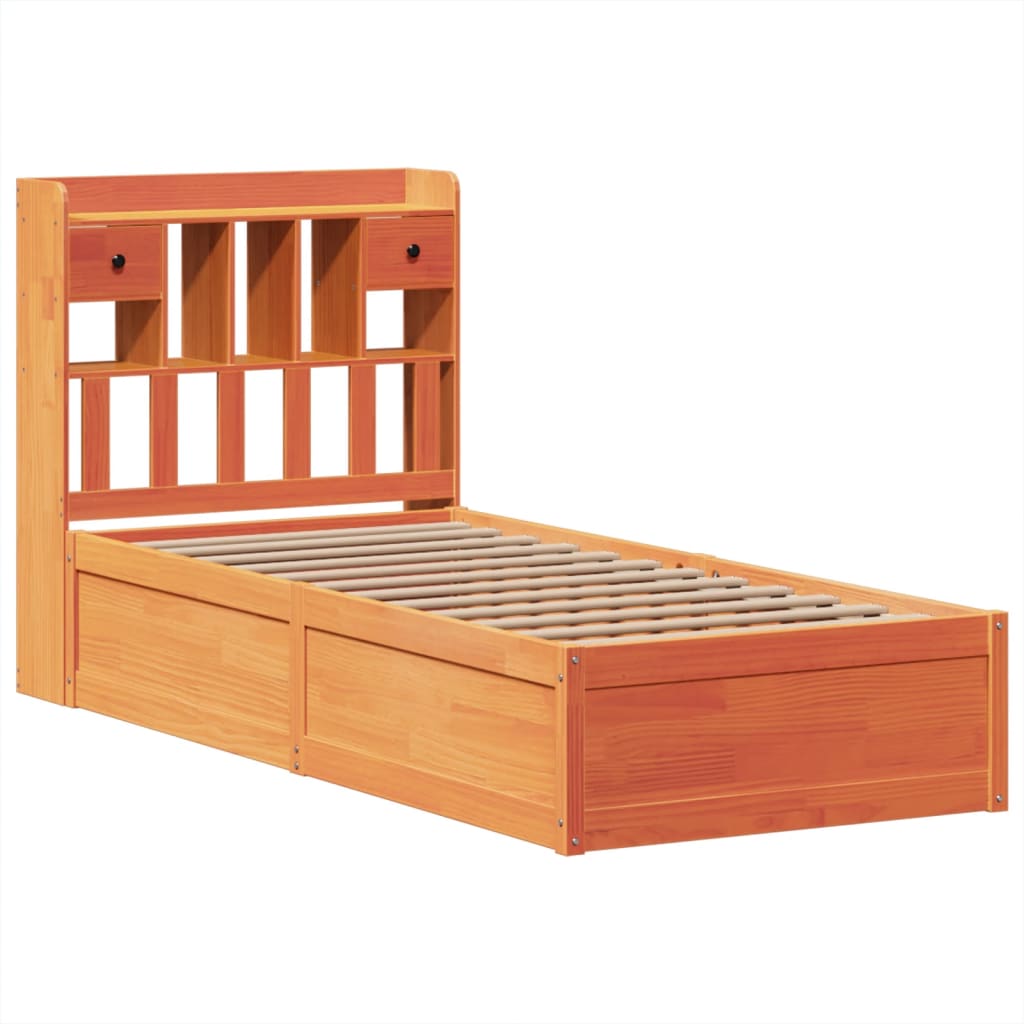 Sengeramme uten madrass voksbrun 75x190 cm heltre furu