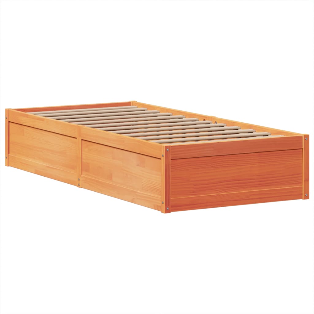 Sengeramme uten madrass voksbrun 75x190 cm heltre furu