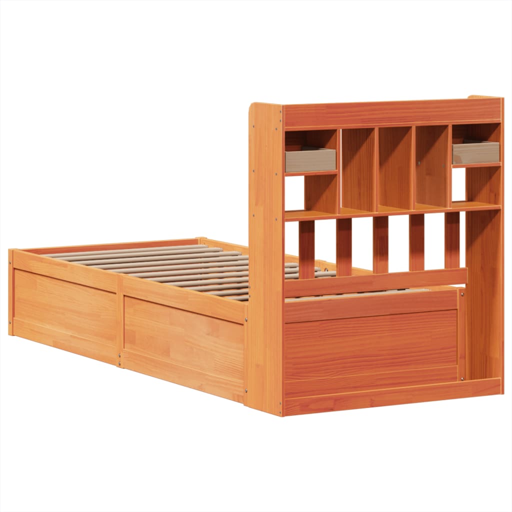 Sengeramme uten madrass voksbrun 75x190 cm heltre furu