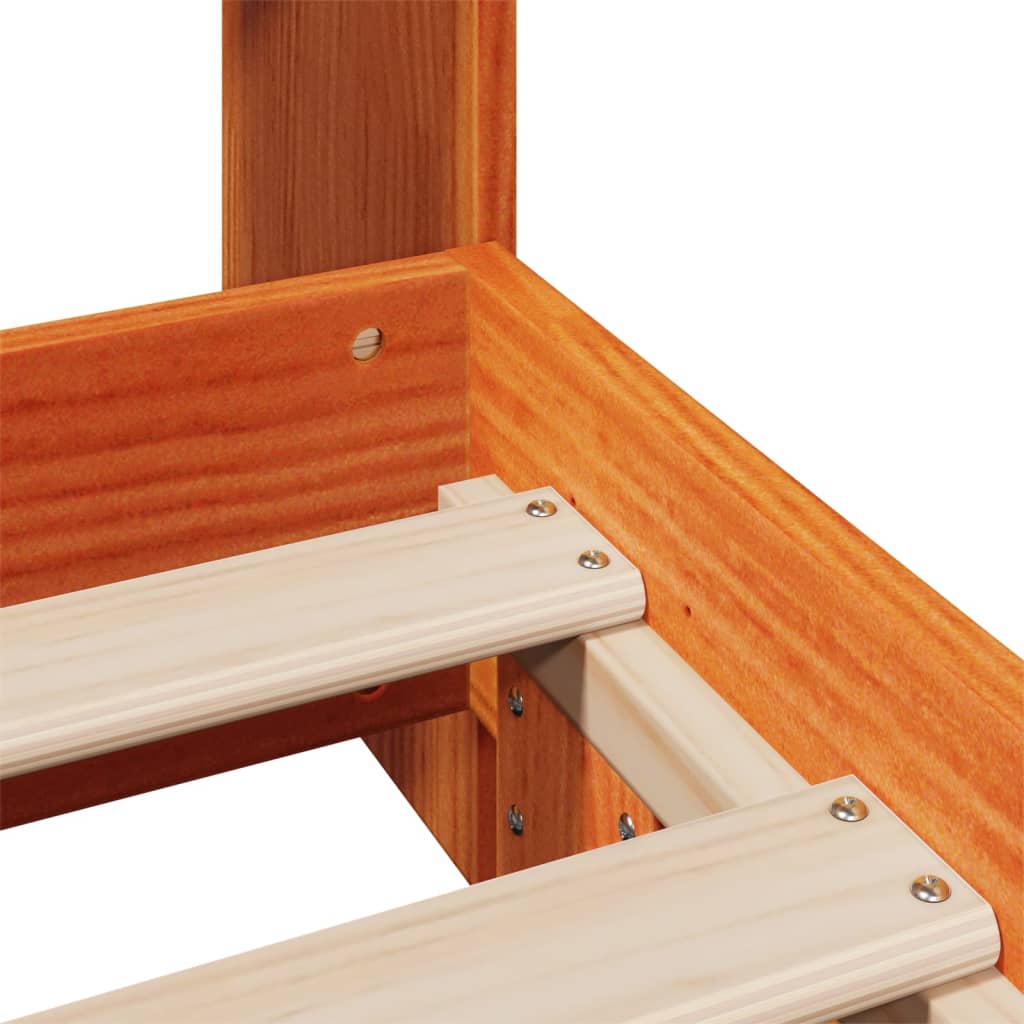 Sengeramme uten madrass voksbrun 75x190 cm heltre furu