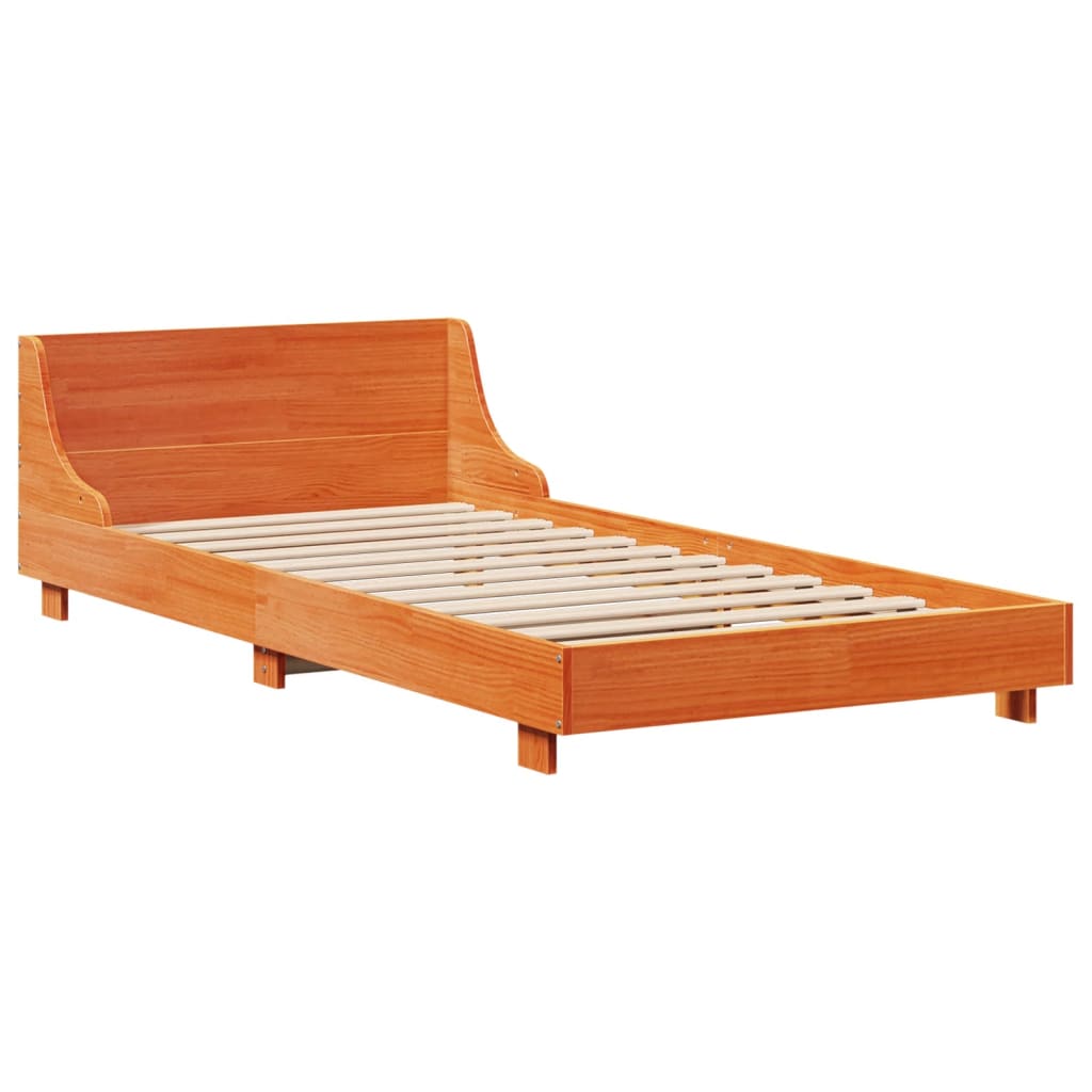 Sengeramme uten madrass voksbrun 100x200 cm heltre furu