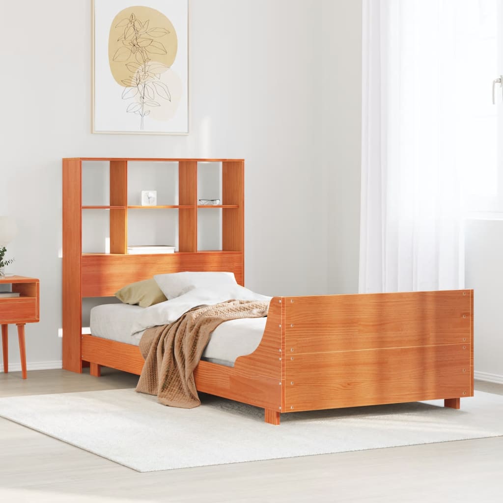 Sengeramme uten madrass voksbrun 75x190 cm heltre furu