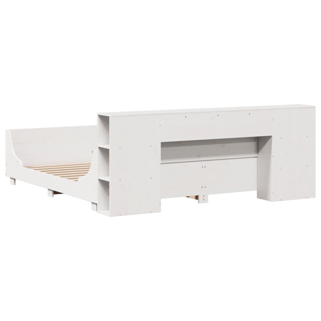 Sengeramme med madrass hvit 200x200 cm heltre furu