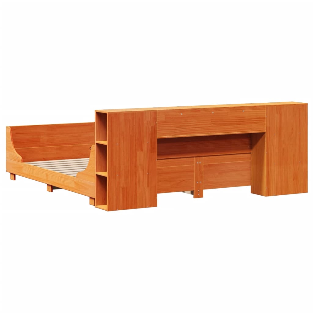 Sengeramme uten madrass voksbrun 200x200 cm heltre furu