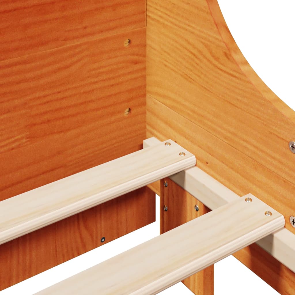 Sengeramme uten madrass voksbrun 200x200 cm heltre furu