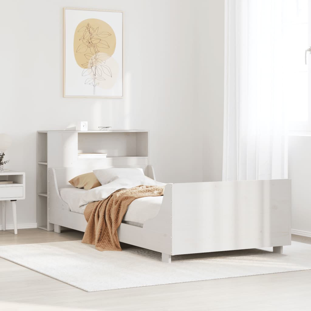 Sengeramme uten madrass hvit 75x190 cm heltre furu