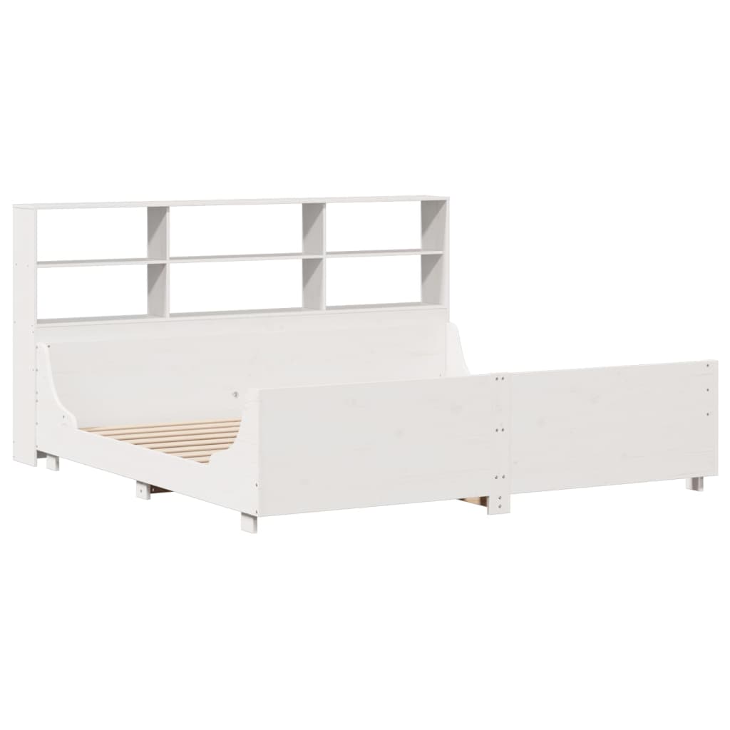 Seng med bokhylle uten madrass hvit 180x200 cm heltre