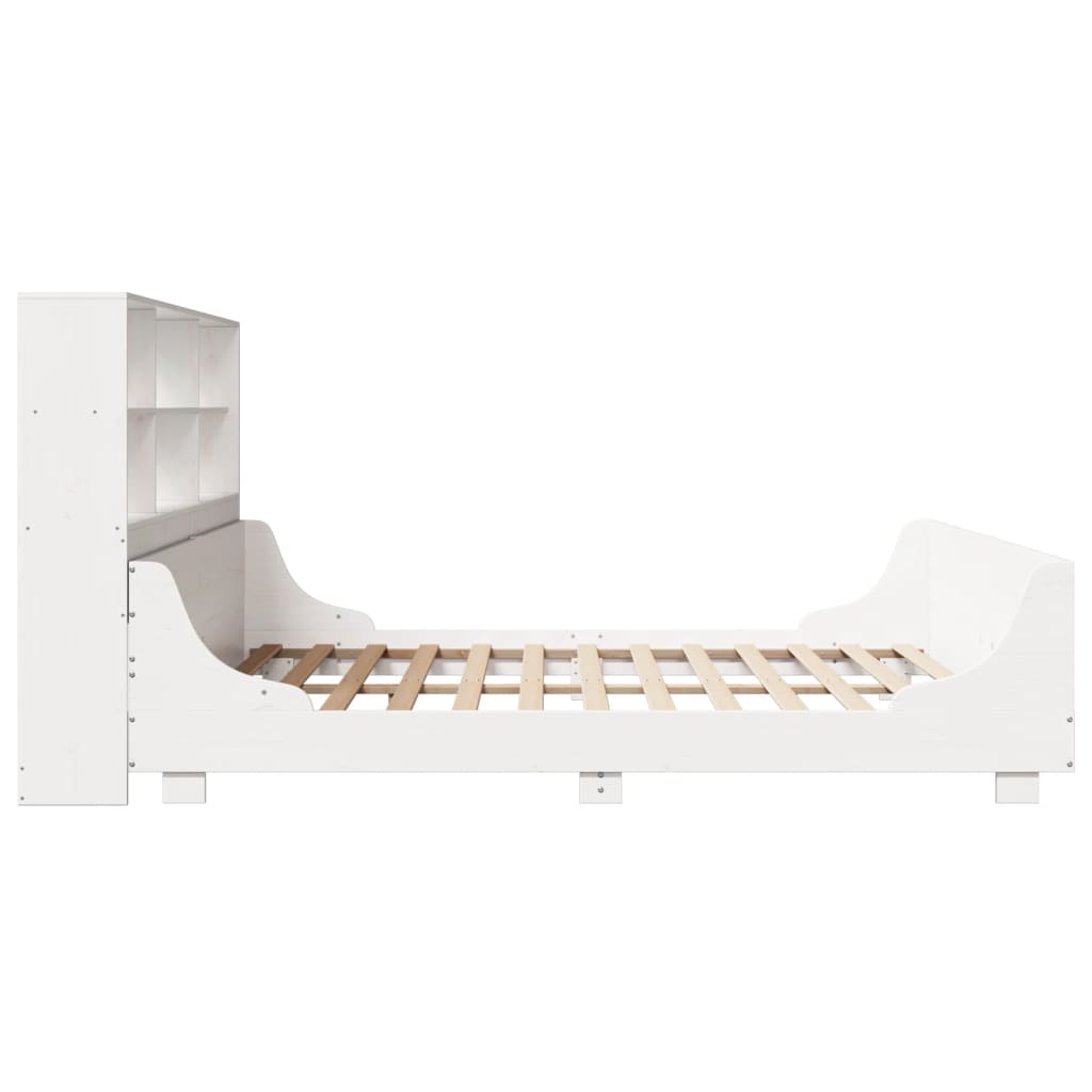 Seng med bokhylle uten madrass hvit 180x200 cm heltre