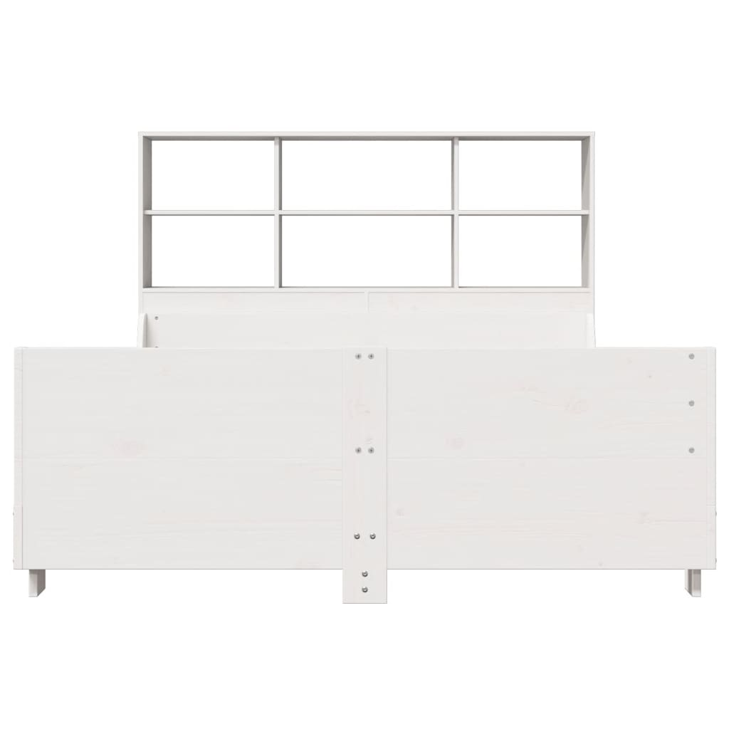 Seng med bokhylle uten madrass hvit 160x200 cm heltre